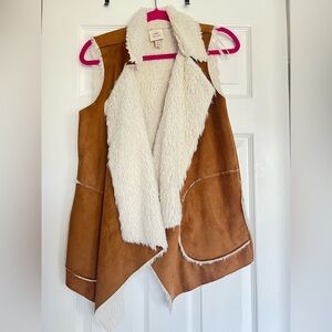 Brown and White Faux Fur Vest
